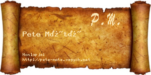 Pete Máté névjegykártya